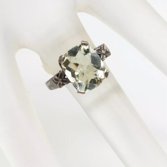 Vtg 50’s HAILPARN & CO., H. 4ct Natural Green Amethyst 10KH Ring - Picture 2 of 10